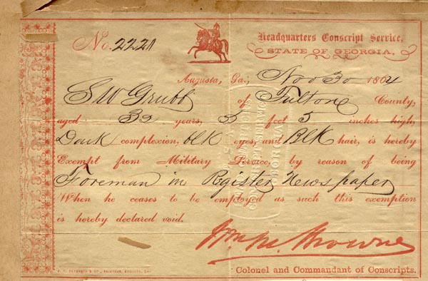 Samuel Wailes Grubb deferment document
