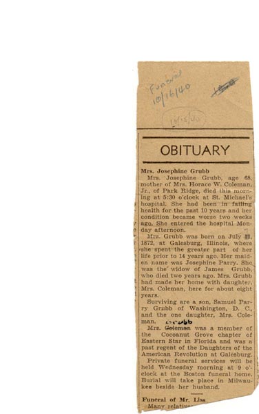 josephine parry grubb obit
